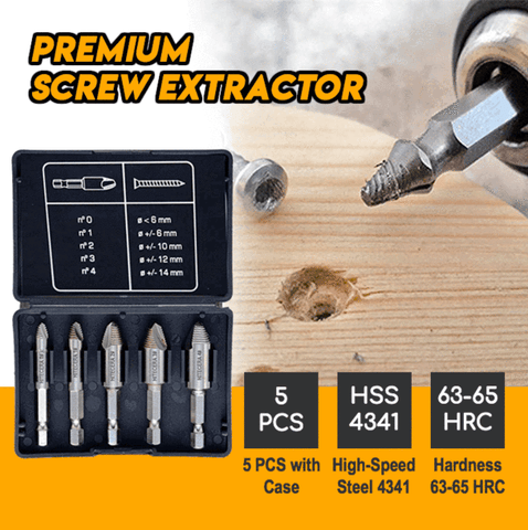 Premium Screw Extractor Kit (Set of 5)